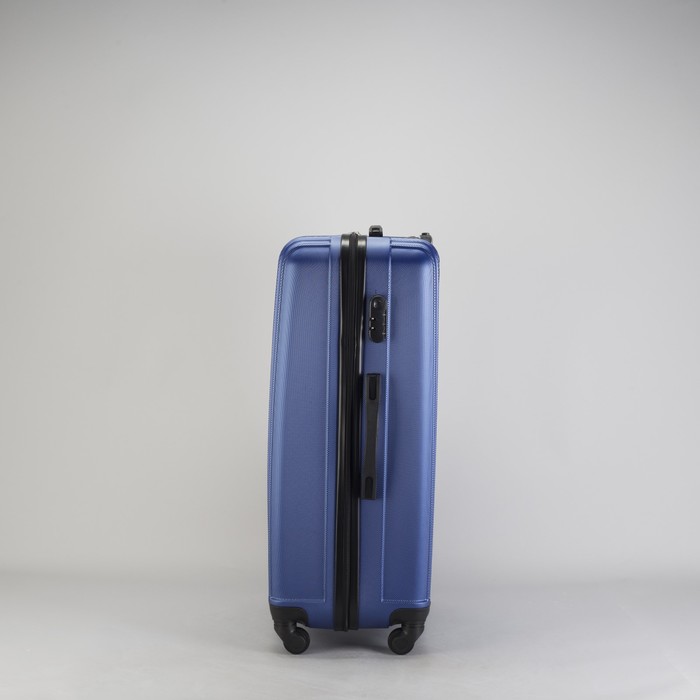 Чемодан большой "Полосы" 28", отдел на молнии, кодовый замок, 4 колеса, цвет синий