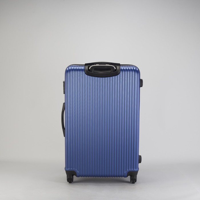 Чемодан большой "Полосы" 28", отдел на молнии, кодовый замок, 4 колеса, цвет синий
