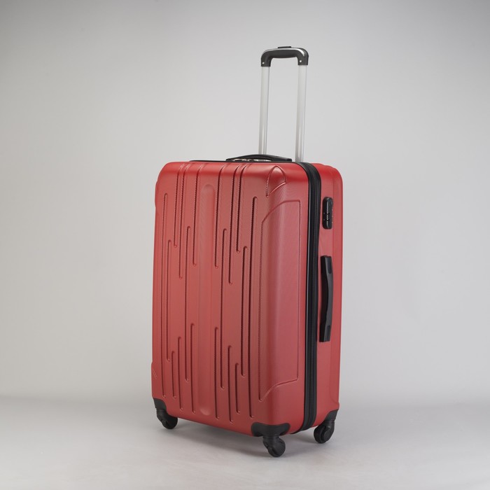 Чемодан большой "Сдвиг" 28", отдел на молнии, кодовый замок, 4 колеса, цвет красный