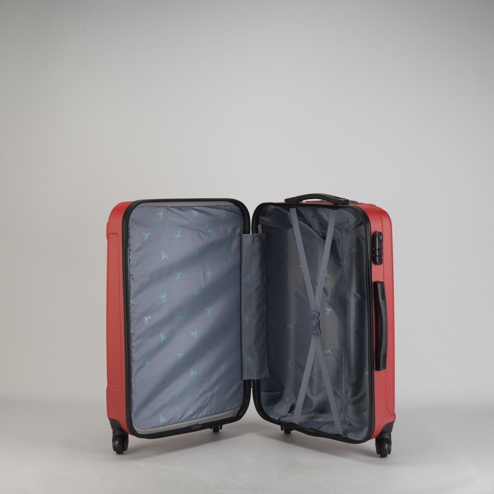 Чемодан средний "Сдвиг" 24", отдел на молнии, кодовый замок, 4 колеса, цвет красный