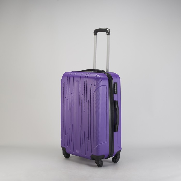 Чемодан средний "Сдвиг" 24", отдел на молнии, кодовый замок, 4 колеса, цвет фиолетовый