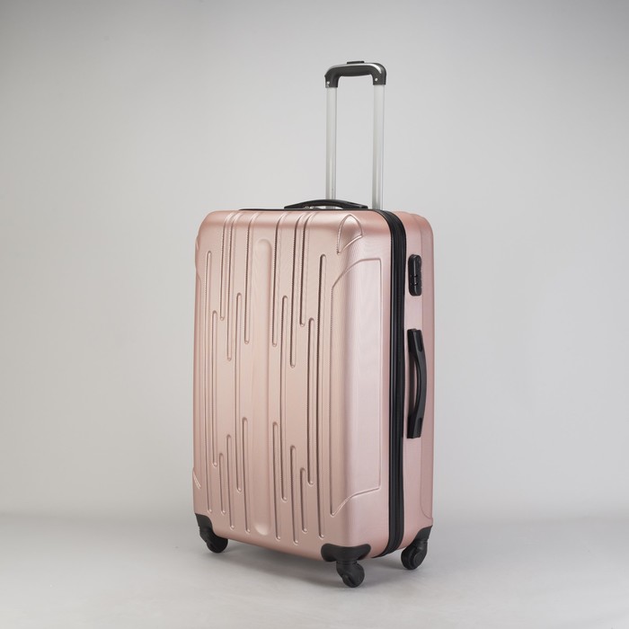Чемодан большой "Сдвиг" 28", отдел на молнии, кодовый замок, 4 колеса, цвет пудровый