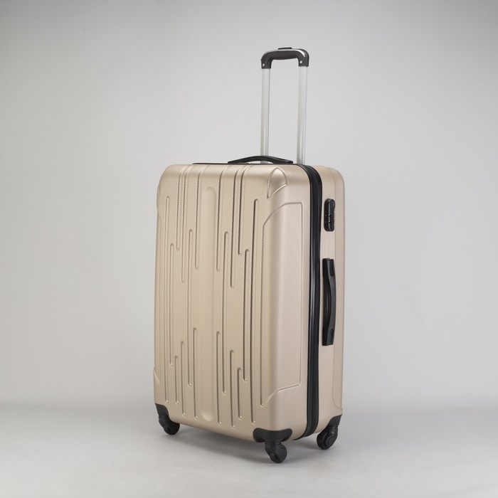 Чемодан большой "Сдвиг" 28", отдел на молнии, кодовый замок, 4 колеса, цвет бежевый