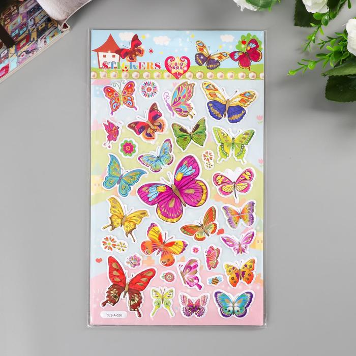 Наклейка пластик с золотом "Рыбки/Бабочки" МИКС 26,5х15,5 см