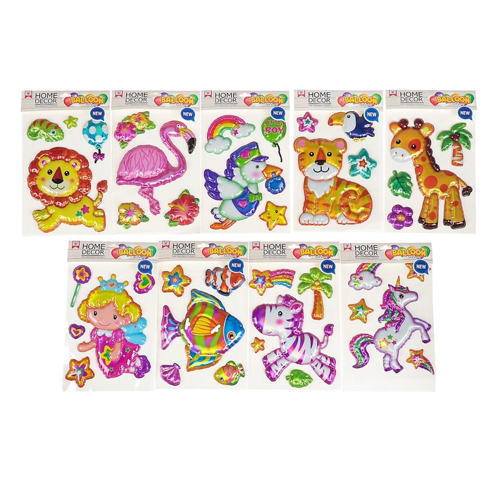 Наклейка пластик объёмная "Детские" МИКС 24х12 см