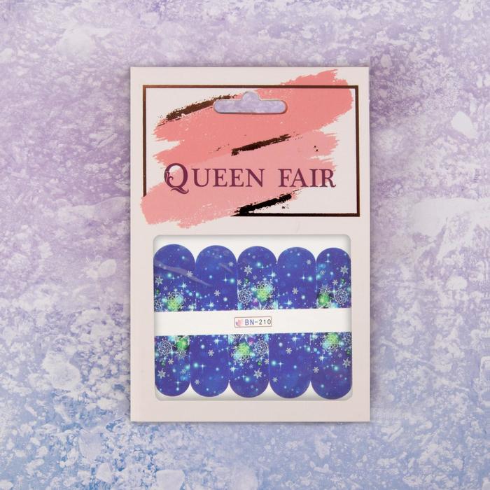 Слайдер-дизайн для ногтей "Снежинки, блёстки", водный