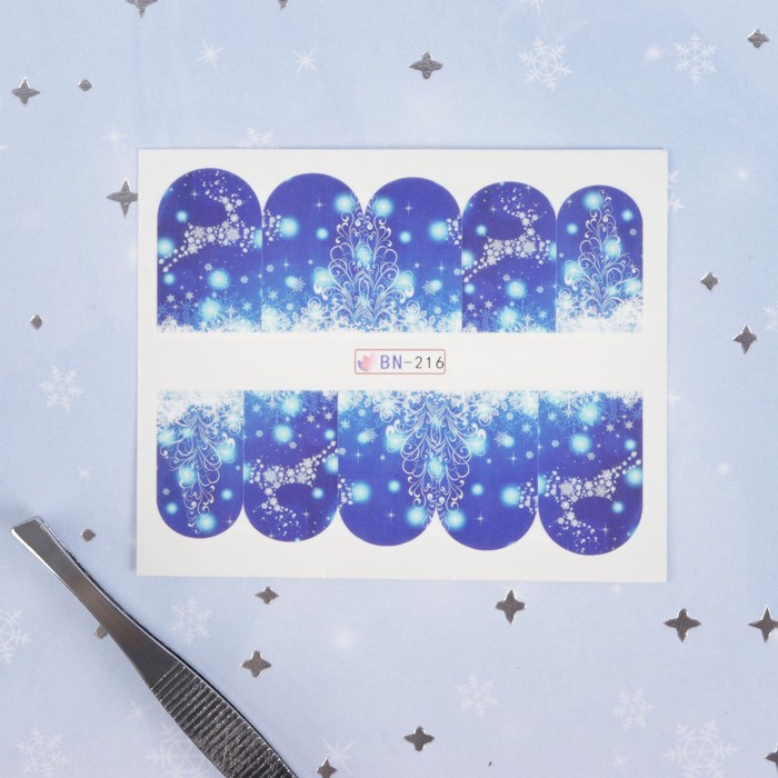 Слайдер-дизайн для ногтей "Олени", водный