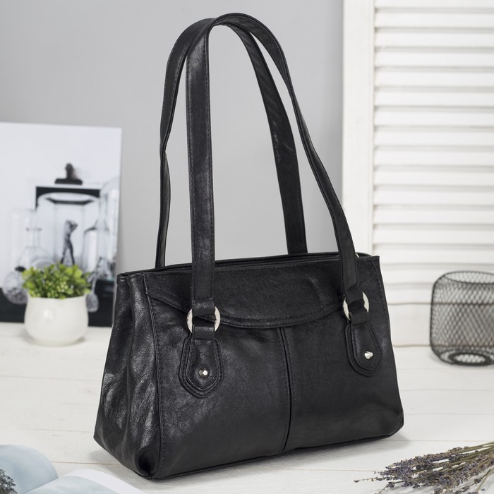 Сумка женская, отдел на молнии, наружный карман, цвет чёрный