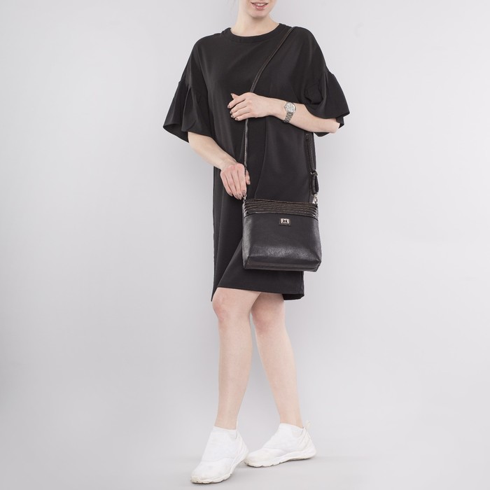 Сумка женская, отдел на молнии, наружный карман, цвет чёрный