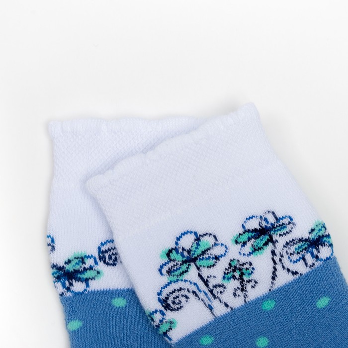 Носки детские плюшевые "Цветочки" цвет голубой, размер 16-18