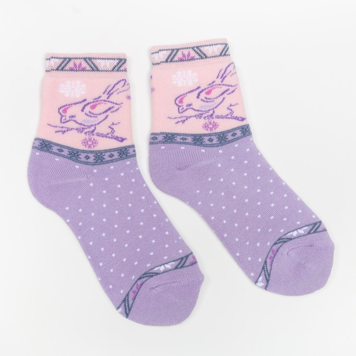Носки детские плюшевые "Птичка" цвет сиреневый, размер 18-20