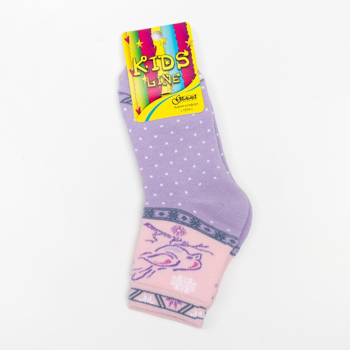 Носки детские плюшевые "Птичка" цвет сиреневый, размер 18-20