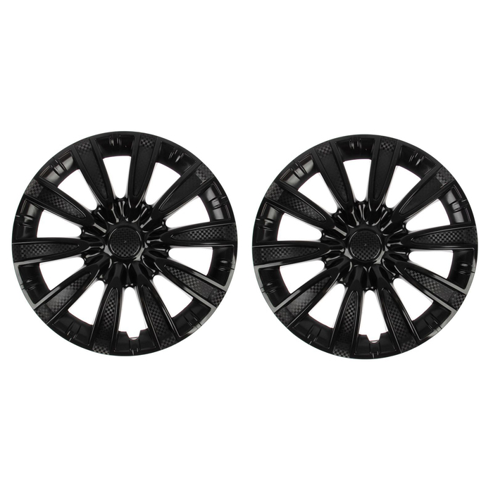 Колпаки колесные R16 Tornado, микс серебристо-черный карбон, набор 2 шт.