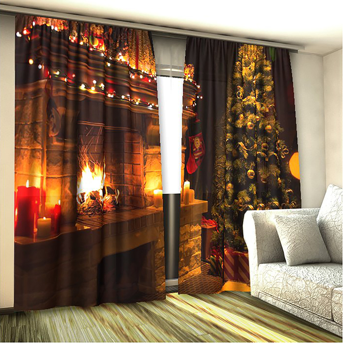 Фотошторы Новогодняя Ночь 145х260 см 2 шт, габардин 160 гр/м, пэ 100%