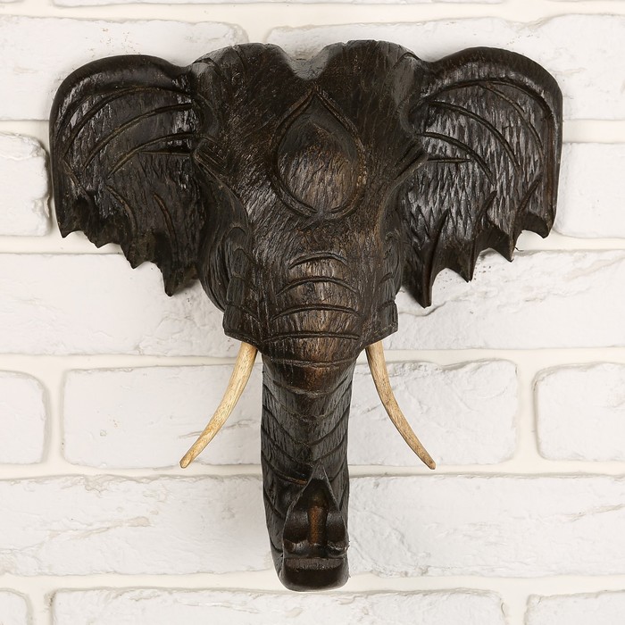 Панно дерево "Голова слона" 30х30х12 см