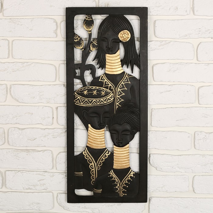 Панно дерево "Три девушки" 60х24х1 см