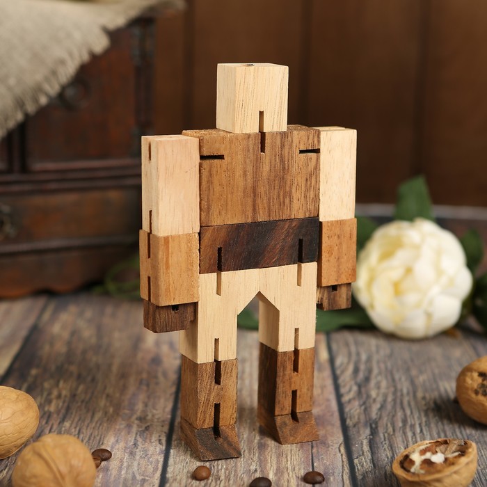 Головоломка дерево "Робот" 6,5х6,5х6,5 см