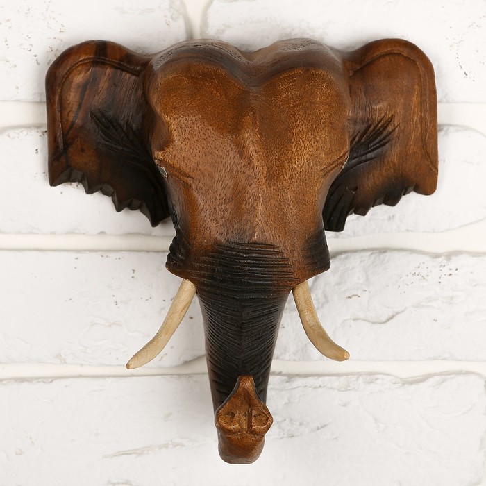 Панно дерево "Голова слона" 20х20х10 см