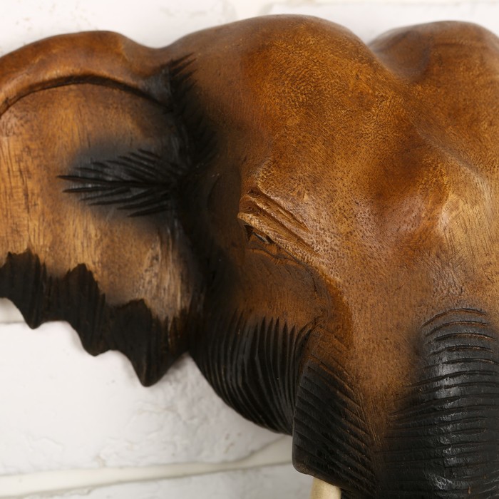 Панно дерево "Голова слона" 30х30х14 см