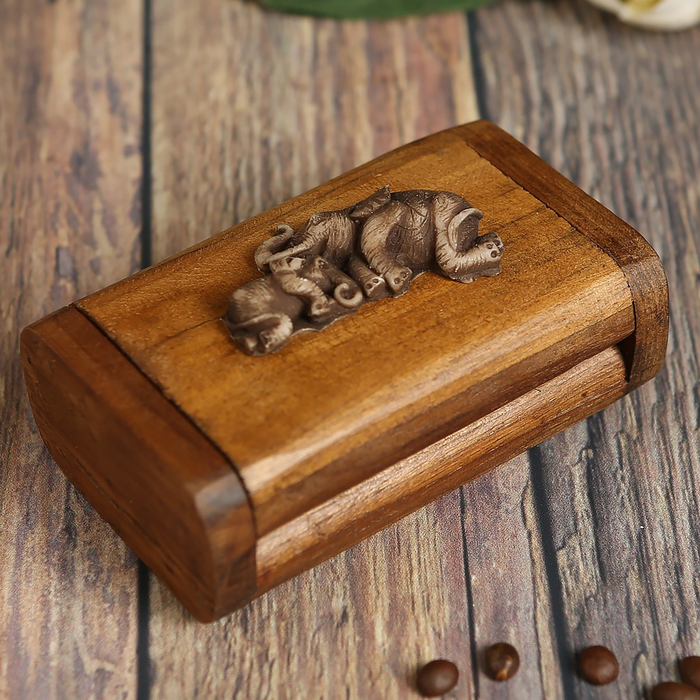 Шкатулка дерево "Слоны" 12х7,5х5 см