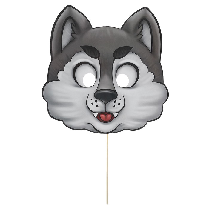 Фотобутафория маска на палочке "Волк"
