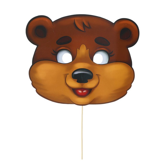Фотобутафория маска на палочке "Мишка"