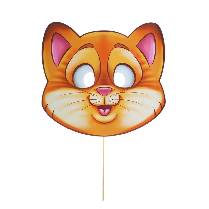 Фотобутафория маска на палочке "Кот"