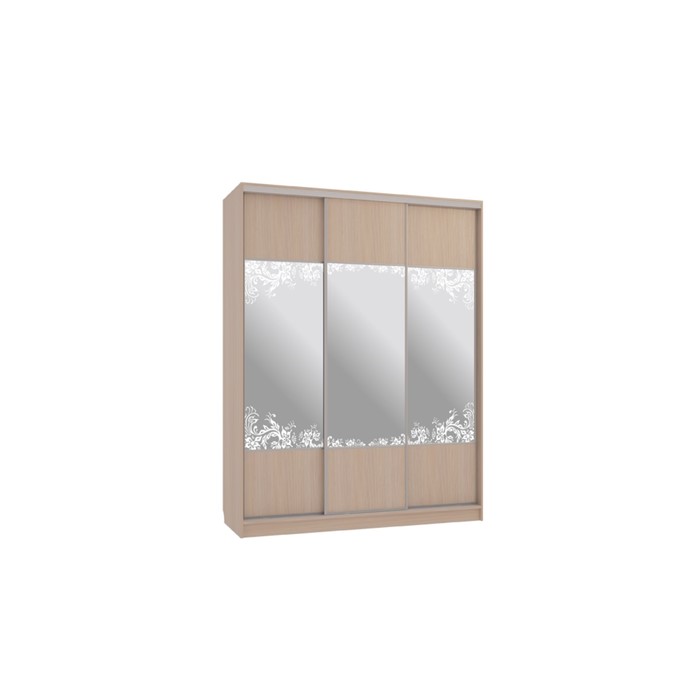 Шкаф-купе Бассо 6 ажур (полки слева), 604х1770х2305, Дуб млечный