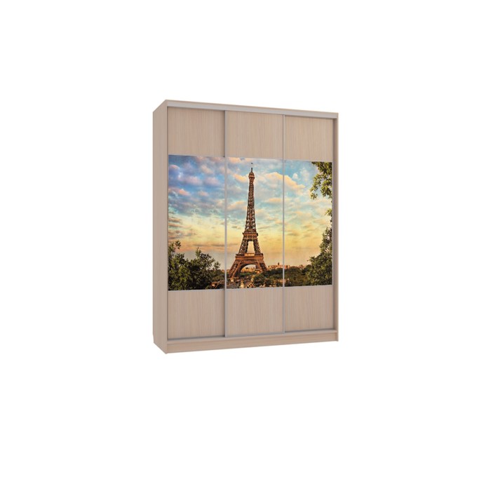 Шкаф-купе Бассо 8 Париж-2 (полки слева), 604х1770х2305, Дуб млечный