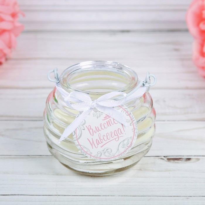 Арома свеча в бачонке "Вместе навсегда", 8,5 х 7 см