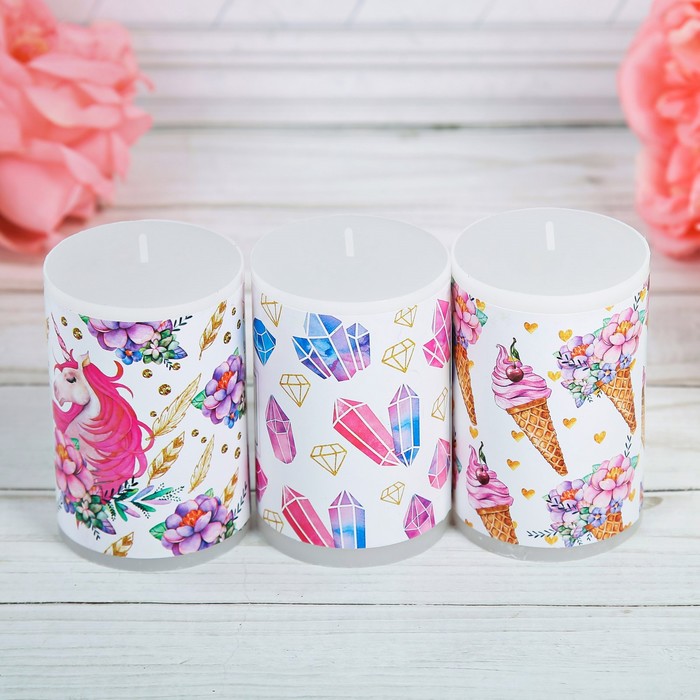 Набор свечей 3 шт "Сочного настроения", 15 х 7,5 см