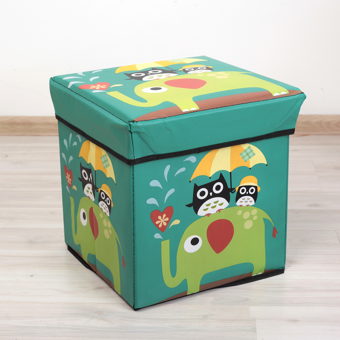 Пуф складной 30х30х30 см "Совы на слоне"