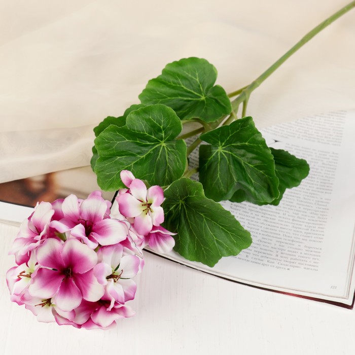 Цветы искусственные "Герань" 5*54 см, сиреневая