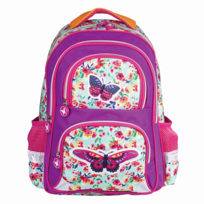 Рюкзак школьный эргоном.спинка BRAUBERG 38*30*14 дев "Бабочка в цветах" 226894