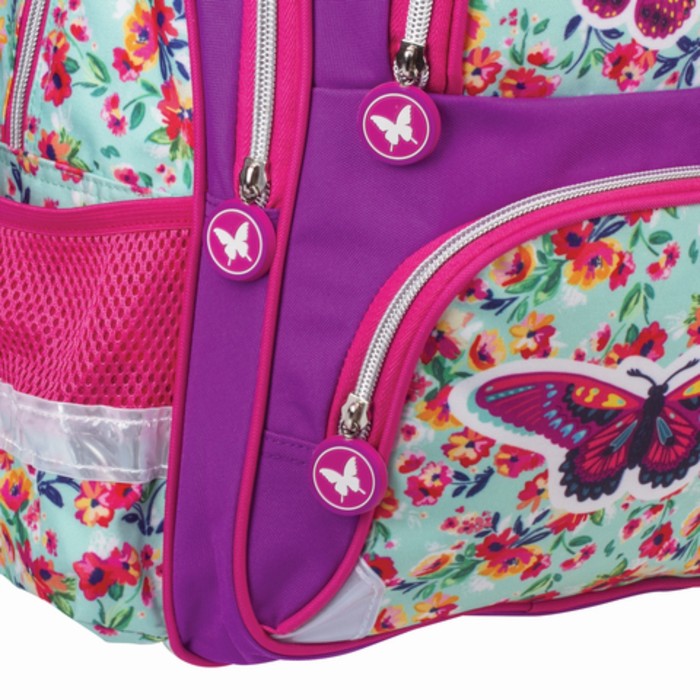 Рюкзак школьный эргоном.спинка BRAUBERG 38*30*14 дев "Бабочка в цветах" 226894