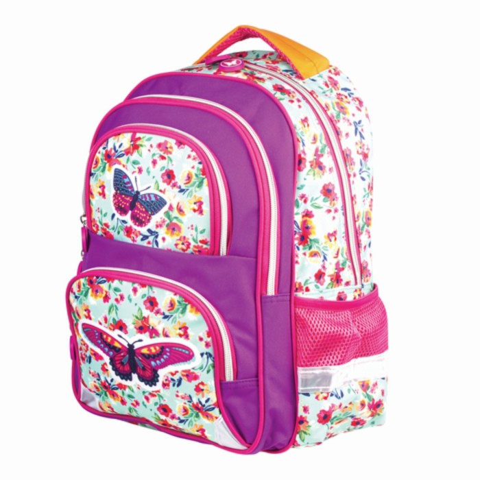 Рюкзак школьный эргоном.спинка BRAUBERG 38*30*14 дев "Бабочка в цветах" 226894