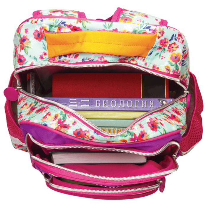 Рюкзак школьный эргоном.спинка BRAUBERG 38*30*14 дев "Бабочка в цветах" 226894