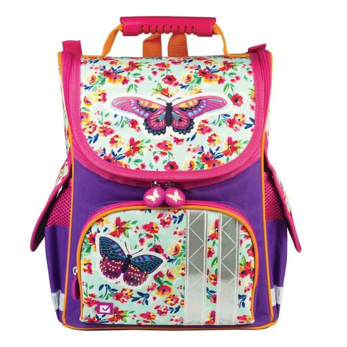 Ранец на молнии BRAUBERG 34*26*16 дев "Бабочка в цветах" 226907