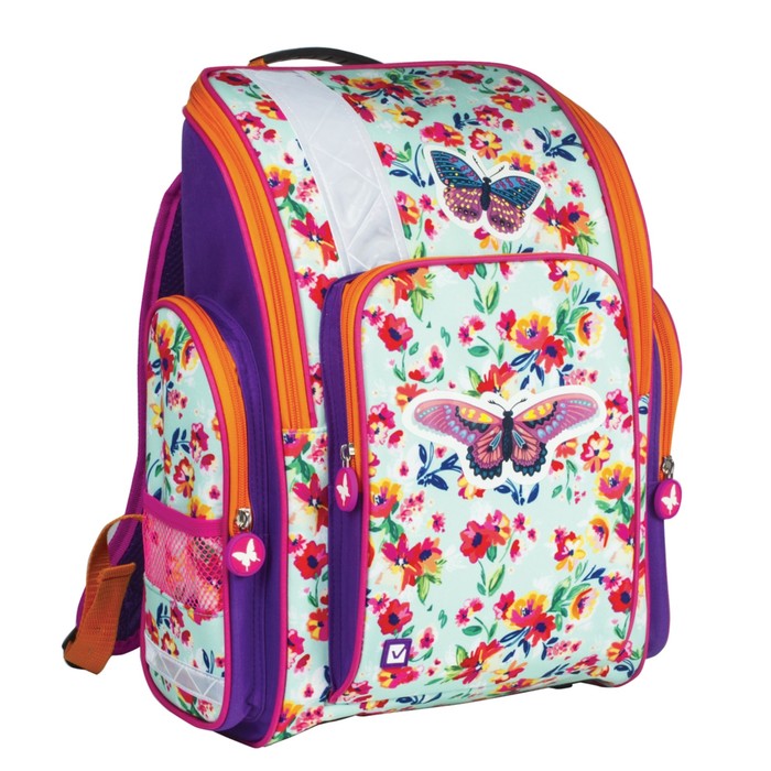 Ранец на молнии BRAUBERG 36*26*14 дев "Бабочка в цветах" 226918