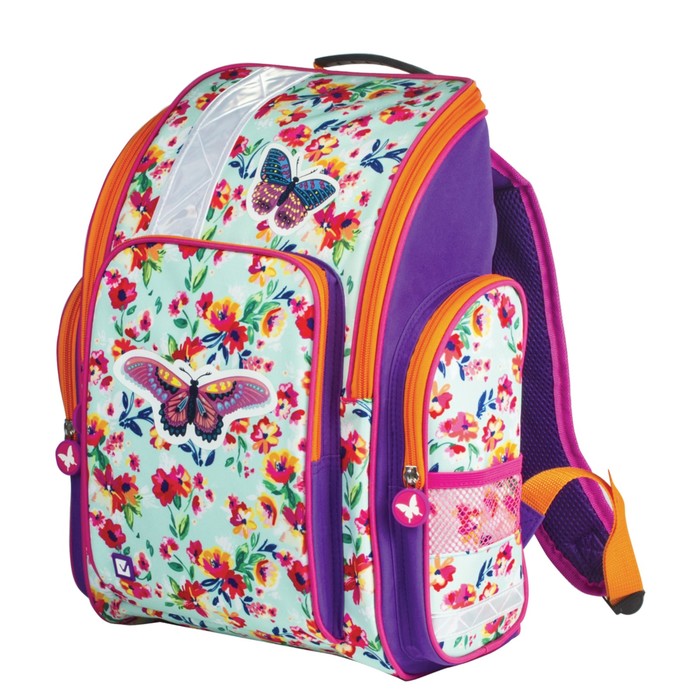 Ранец на молнии BRAUBERG 36*26*14 дев "Бабочка в цветах" 226918