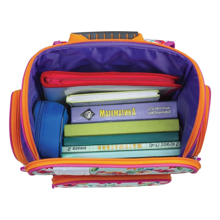 Ранец на молнии BRAUBERG 36*26*14 дев "Бабочка в цветах" 226918