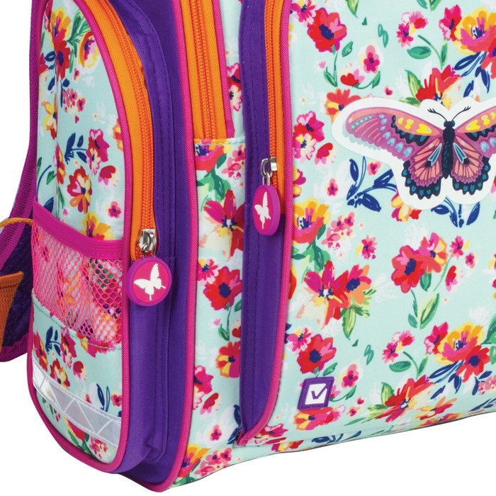 Ранец на молнии BRAUBERG 36*26*14 дев "Бабочка в цветах" 226918