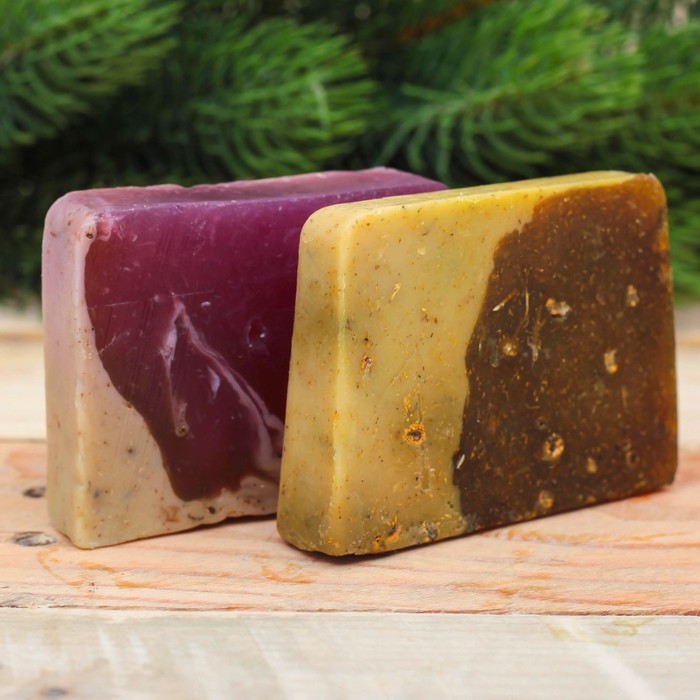 Банный набор "Полевые травы": густое мыло, 2 косметических мыла