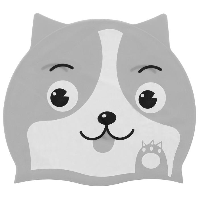 Шапочка для плавания собачка, детская, силикон, цвета микс