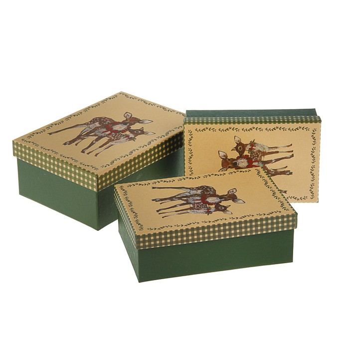 Набор коробок 3в1 "Оленята", 22 х 16 х 8.5 - 18 х 12 х 5.5 см