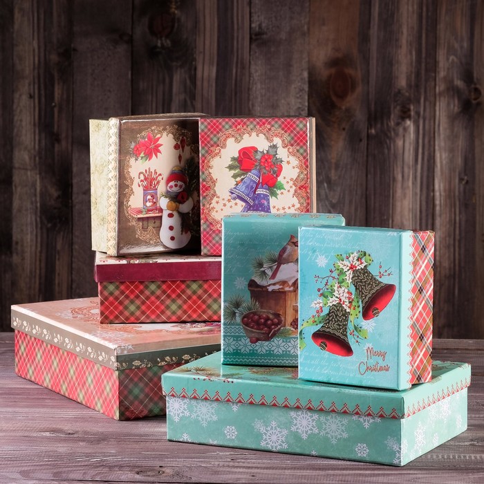 Набор коробок 7в1 "Рождественское ассорти", 34 х 26 х 7.5 - 14 х 11 х 5.5 см