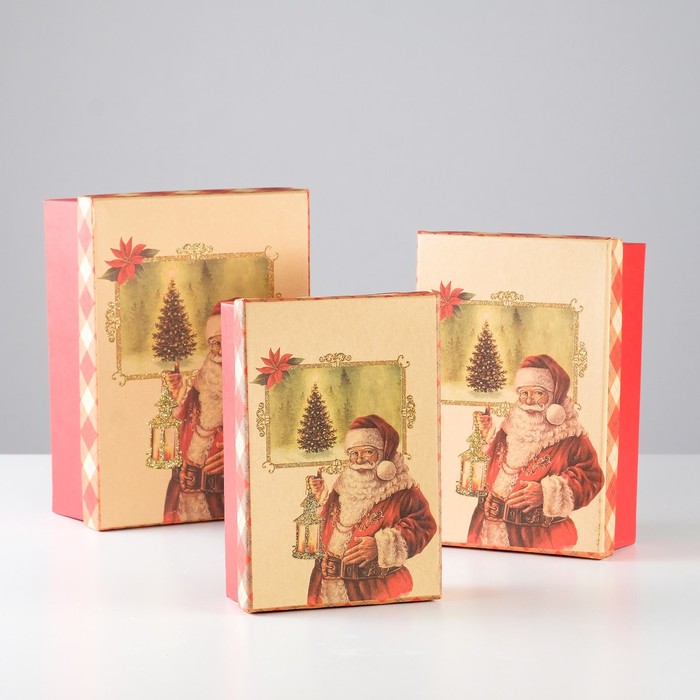Набор коробок 3в1 "Санта Клаус", 22 х 16 х 8,5 - 18 х 12 х 5,5 см