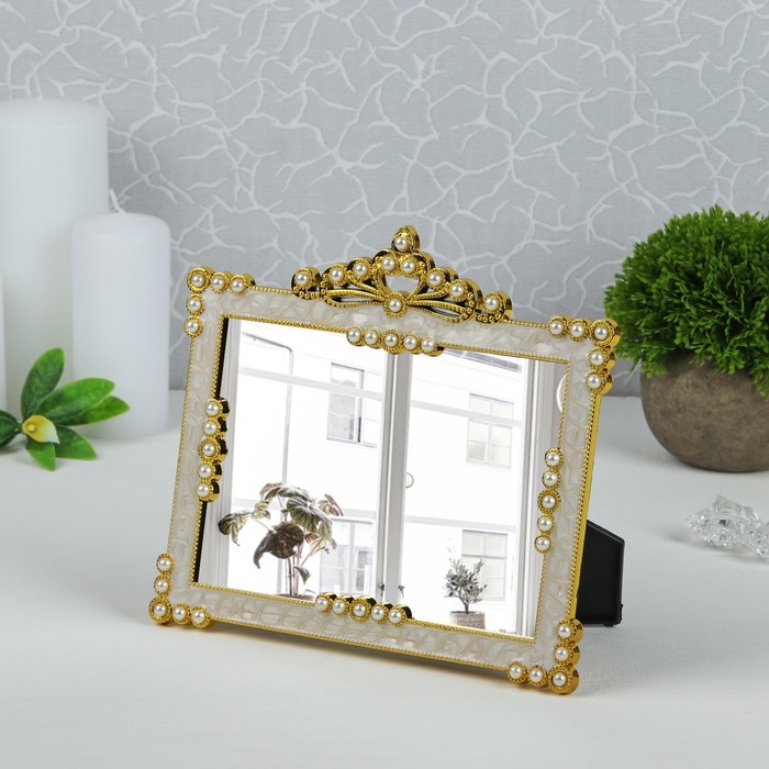 Зеркало на подставке, прямоугольное, цвет золотой