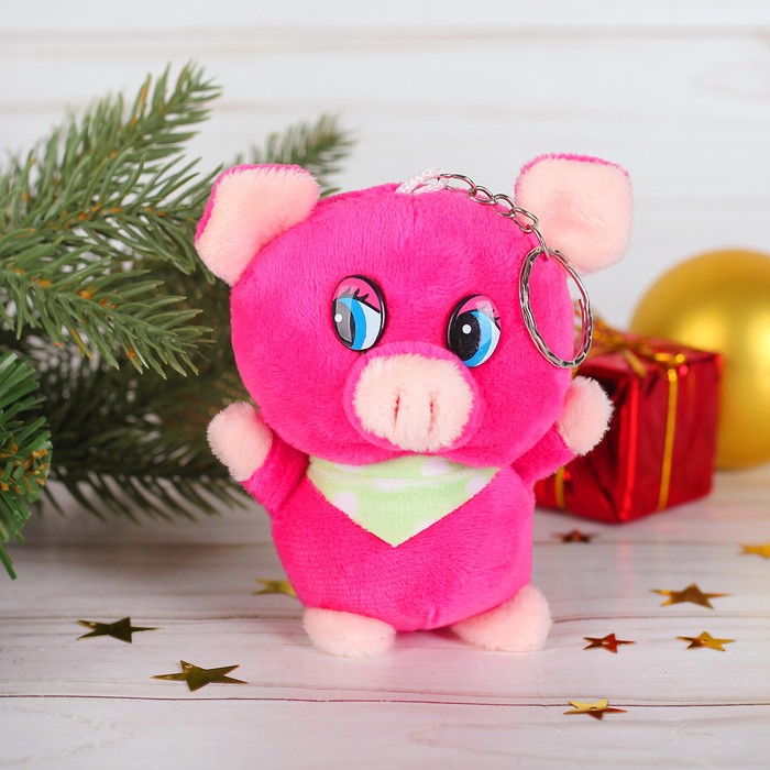 Мягкая игрушка-брелок "Поросёнок" платочек в горох, цвета микс