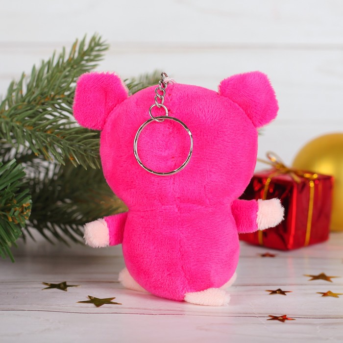 Мягкая игрушка-брелок "Поросёнок" бабочка в полоску, цвета микс